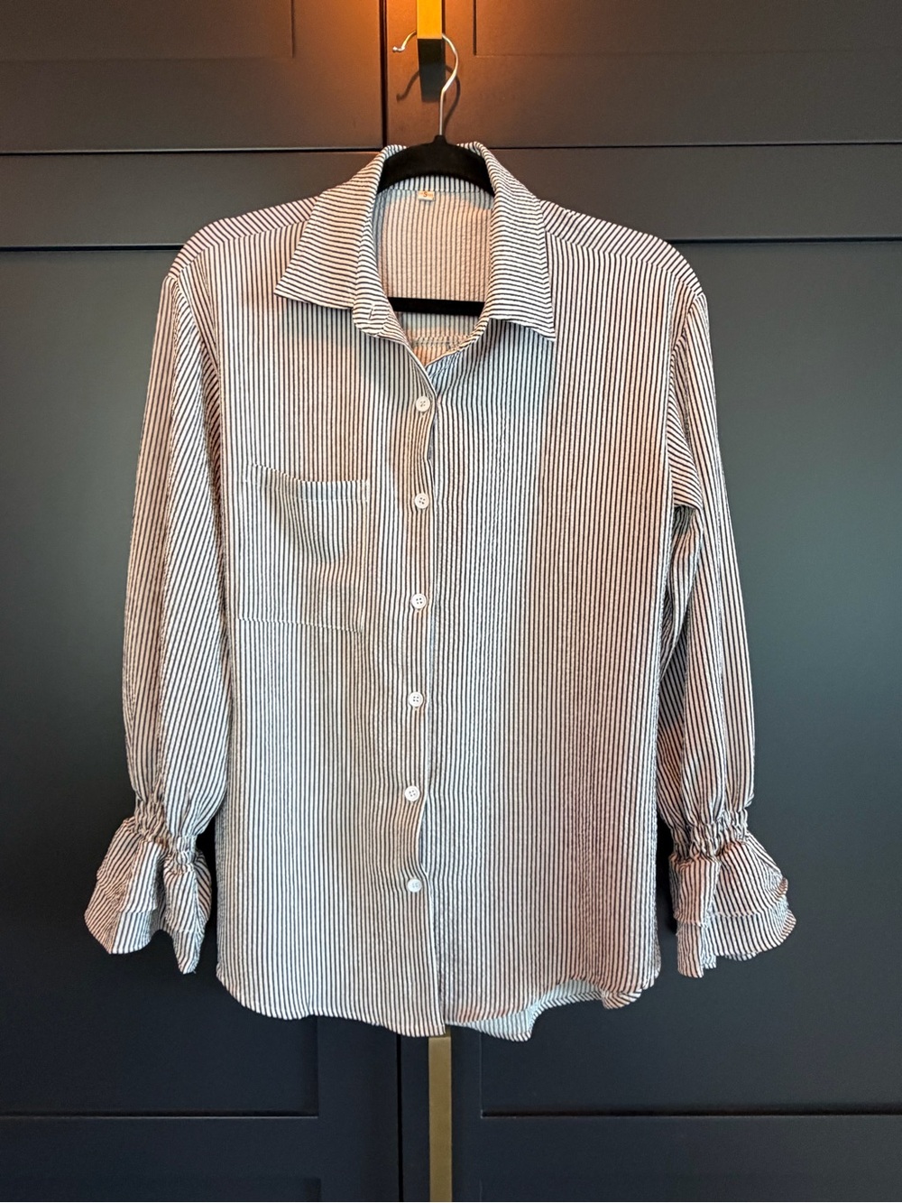 Striped Button-Up Shirt in Black and White